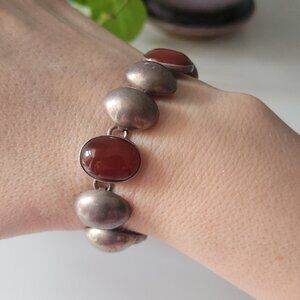 Vintage Taxco TB-118 Mexico 925 Silver and Carnelian Bracelet
